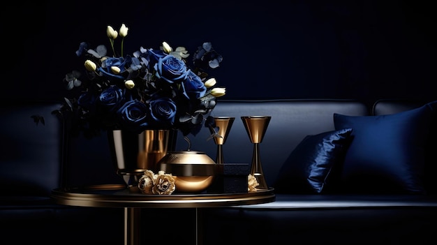 Fashion navy blue and gold
