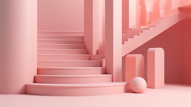 Fashion podium minimal scene architectural block design element Generative Ai