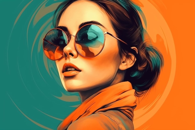 Fashion portrait of model girl in sunglasses