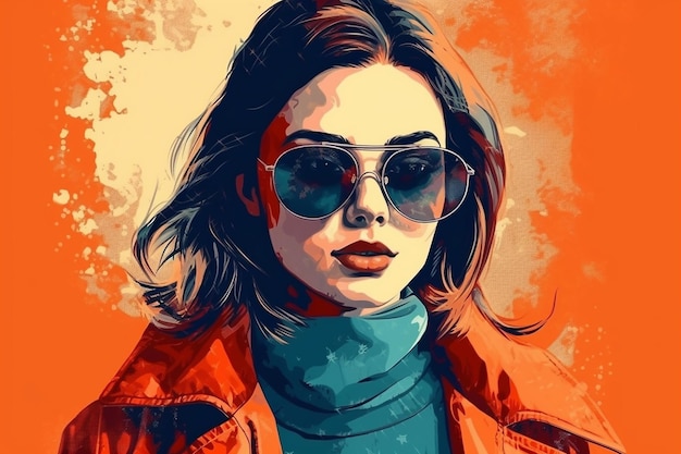 Fashion portrait of model girl in sunglasses