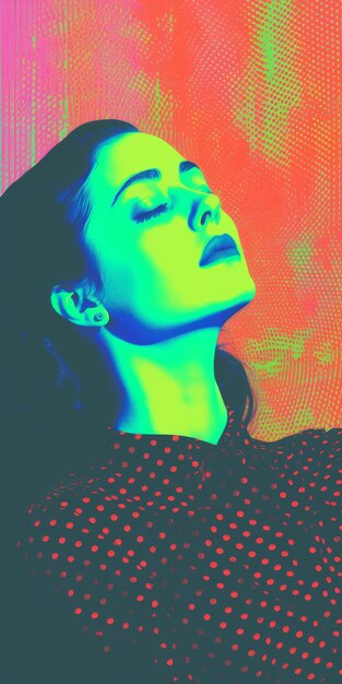 Foto ritratto in stile pop art con saturazione audace e pose pensive