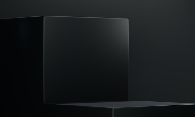 ファッション製品の背景と空白の背景を持つスタンド ブラックの表彰台ディスプレイ