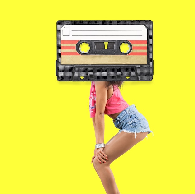 Fashion Retro Cassette Minimal art collage