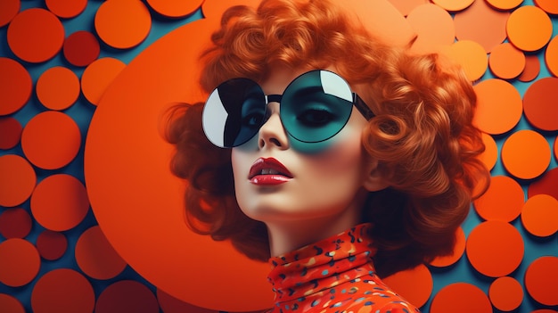 Premium AI Image | Fashion retro futuristic girl on background with ...
