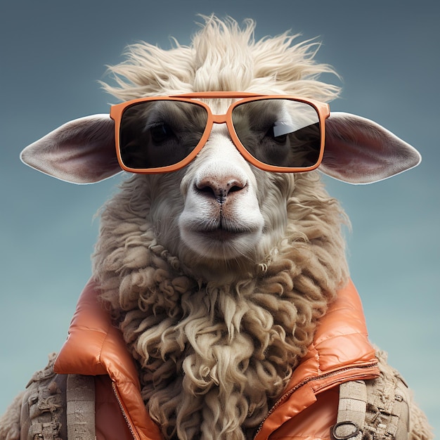 модная овца с цветным платьем NFT арт генеративный искусственный интеллект