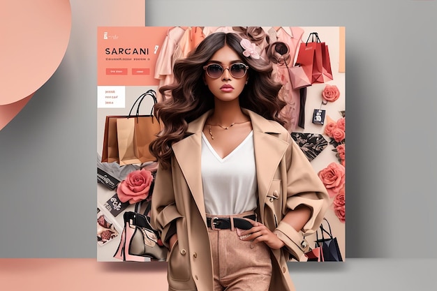 Fashion or shopping related instagram banner or social media post or facebook cover