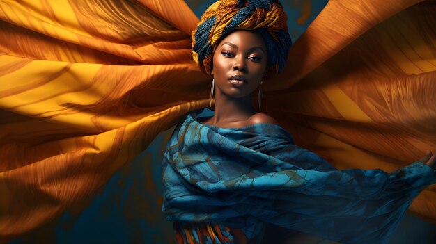 Fashion shot of a beautiful African woman in turban