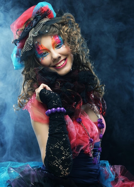 Fashion shot of woman in doll style Creative makeup Fantasy d