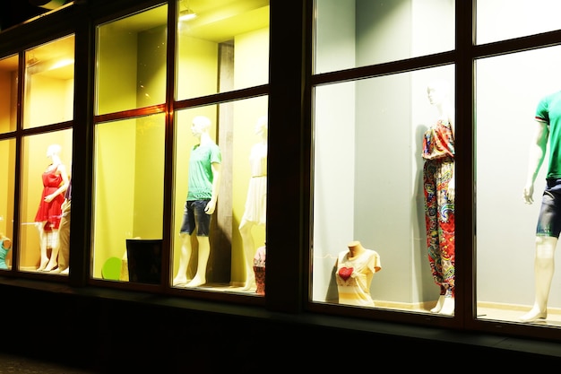 Fashion show in store window