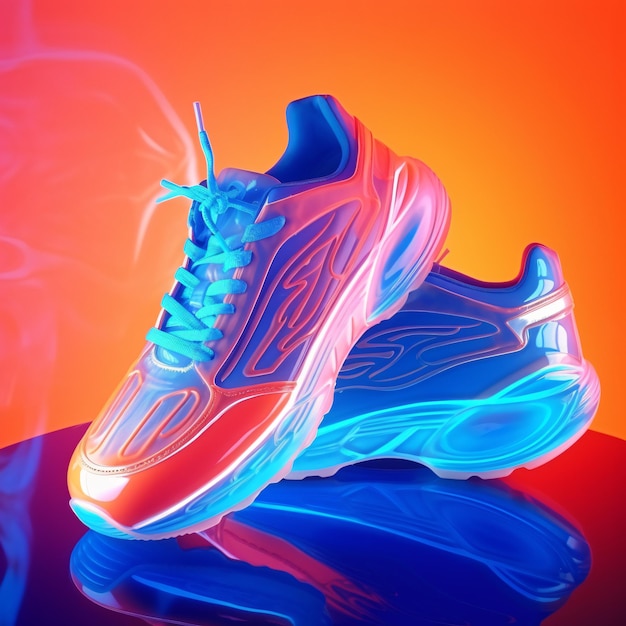 Fashion sneakers on vivid abstract background Sport