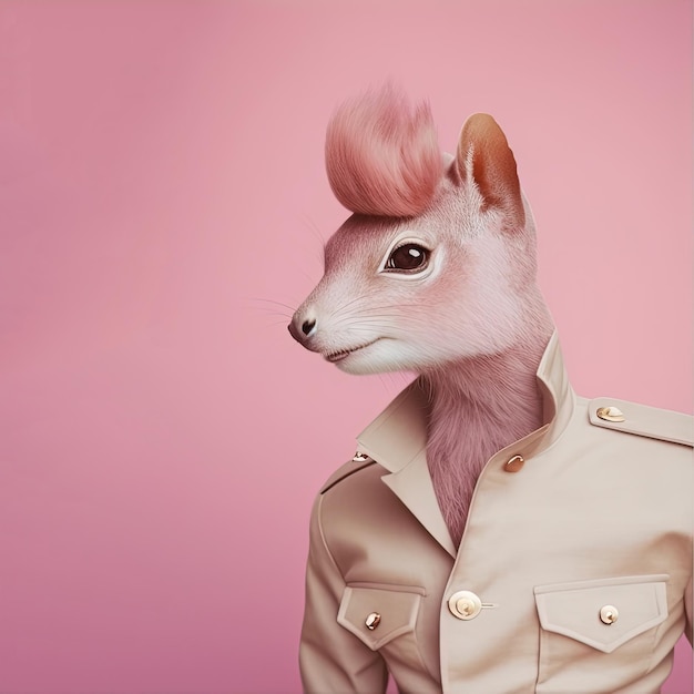 Fashion squirrel in stylish shirt Lifestyle portrait Generative AI