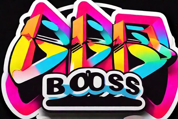 fashion sticker design bold neon colorful artistic simple design black and white boss girl and boss boy