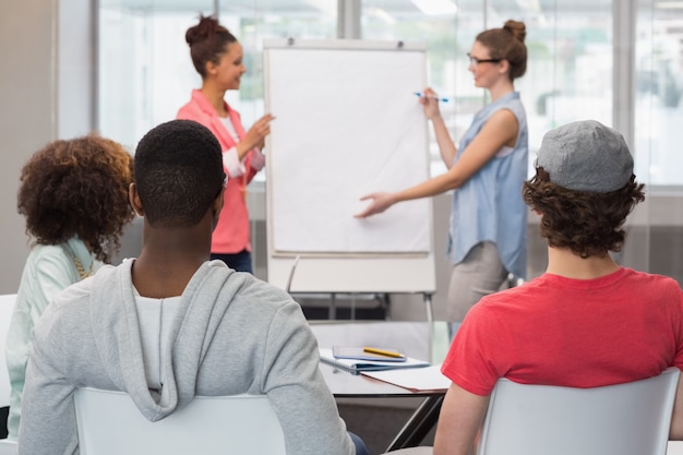 Fashion student giving a presentation