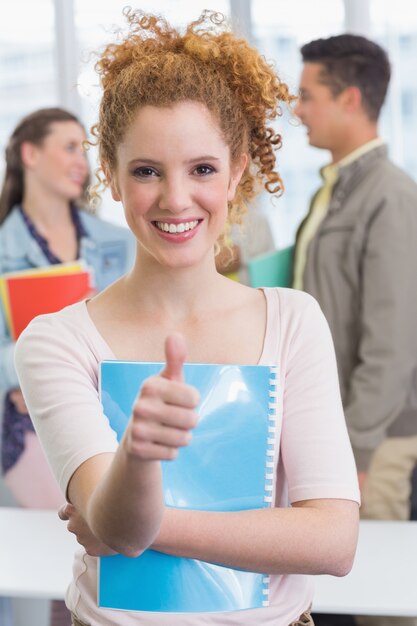 Fashion student smiling at camera 