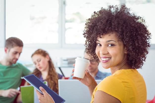 Fashion student smiling at camera