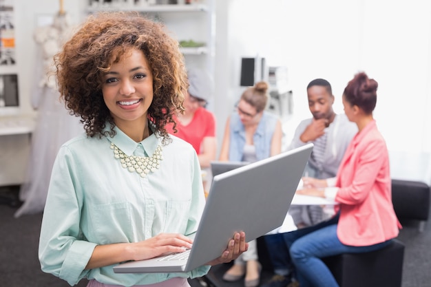 Fashion student using her laptop