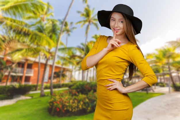 Fashion studio portrait of beautiful young fair hair woman