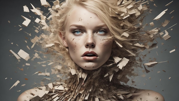 Photo fashion style woman with scatter effects generative ai