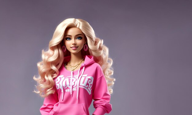 Fashion Teen Girl like a blonde doll toy Trend Blonde Movie Woman with Cinematic Background