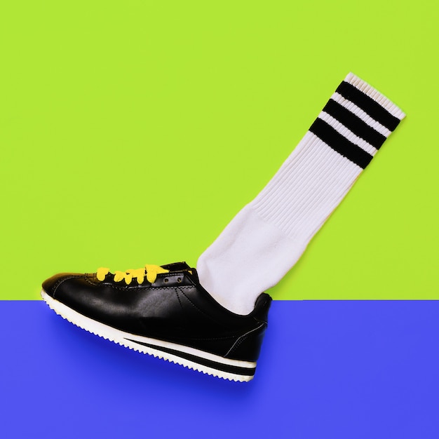 Photo fashion training sneakers. art minimal style design