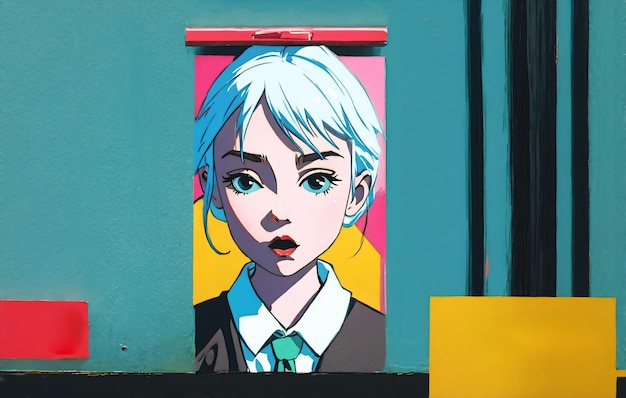 Fashion woman portrait in pop art anime style Generative AI