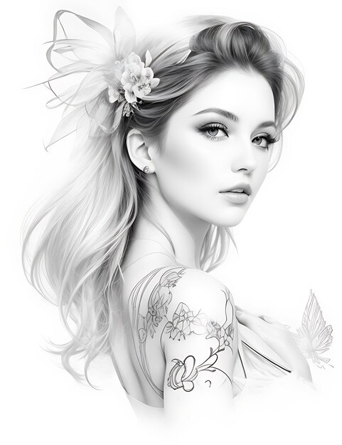 Fashion Woman Sketch Tattoo