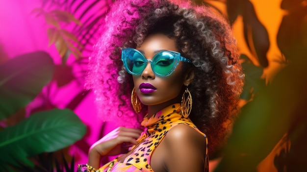 Fashion of a woman wearing sunglasses exudes a chic and stylish vibe generative ai