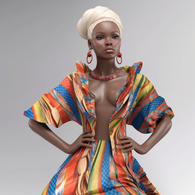 A fashion woman with a colorful dress