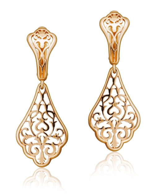 Fashion women's earrings in gold. women's jewelery gift