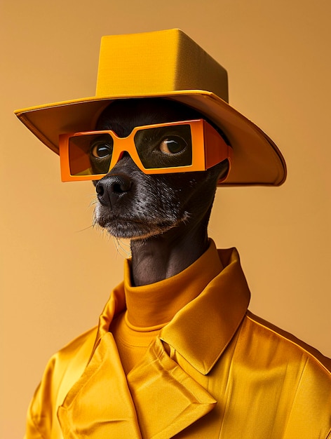 Fashionable antrophomorfic dog with glasses Generative AI