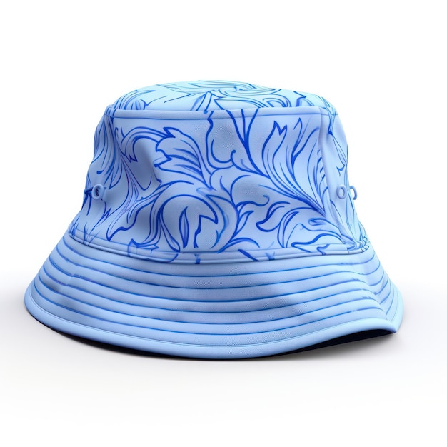 Modico cappello a secchio in blu su bianco isolato