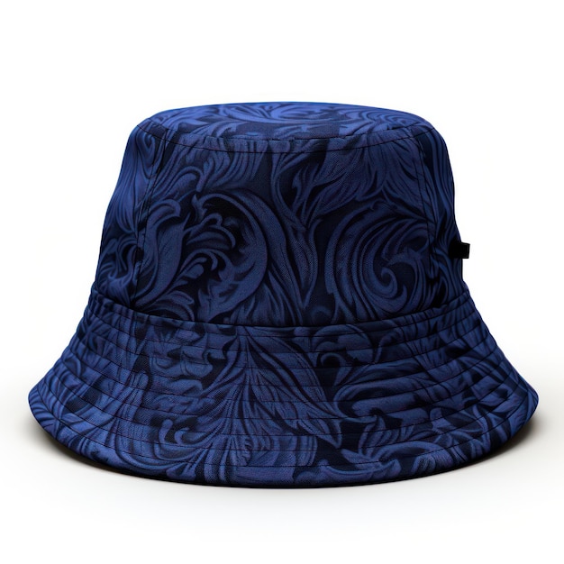 Fashionable Bucket Hat in Dark Blue on Isolated White