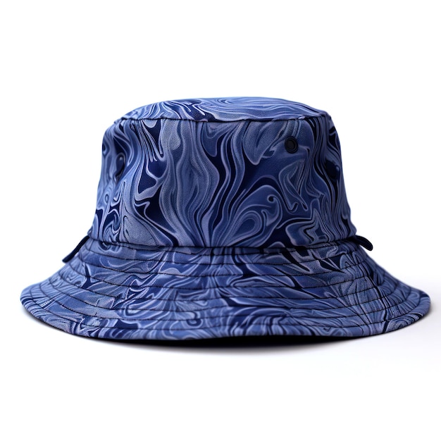 Fashionable Bucket Hat in Dark Blue on Isolated White