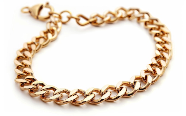 Fashionable Chain Anklet On White Background