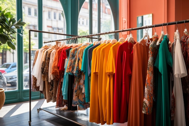 Photo fashionable clothes in a boutique store in london