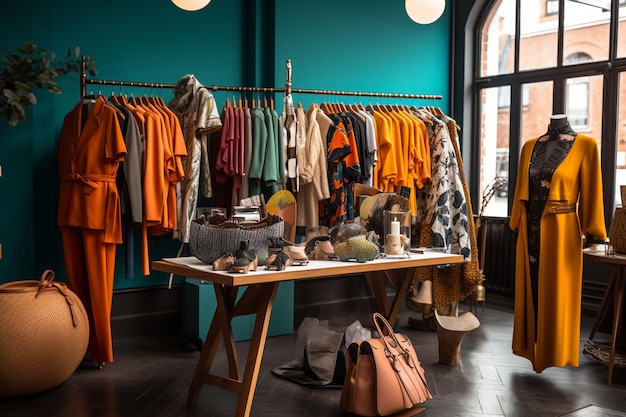 Fashionable clothes in a boutique store in London