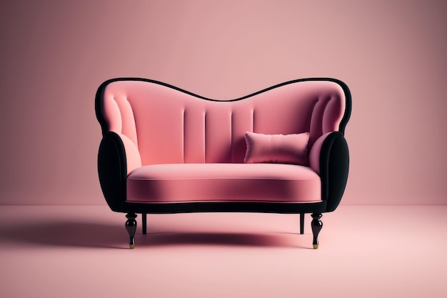 Fashionable comfortable stylish sofa made of pink fabric Illustration AI Generative