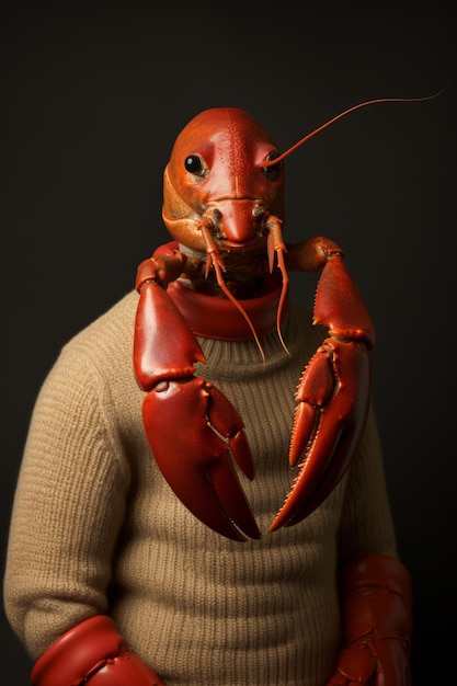 Photo the fashionable crustacean a lobster rocking a turtleneck sweater