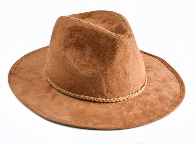 Fashionable female felt hat isolated. Autumn spring hats