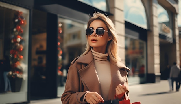 Photo a fashionable girl is shopping at the mall portrait of a modern young purposeful woman