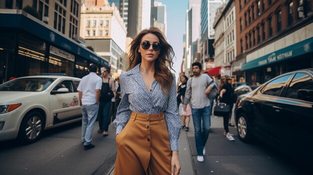 Foto ragazza alla moda per strada