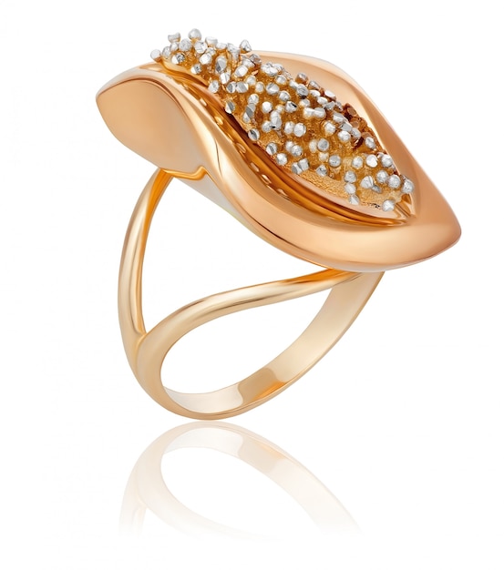 Fashionable gold ring with little precious stones