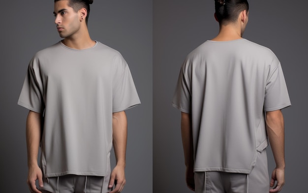 Photo fashionable grey tee cutouts generative ai