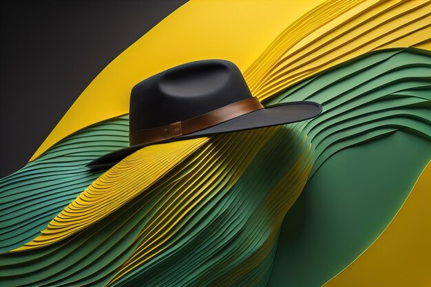 Fashionable hat on a solid color background ai generative