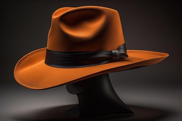 Fashionable hat on a solid color background ai generative