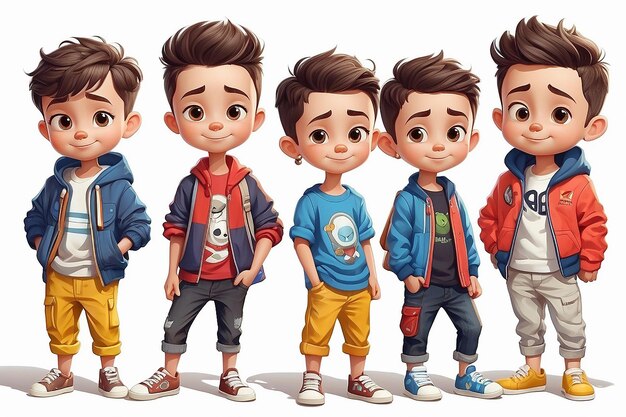 Fashionable Little Boy Cartoon Character