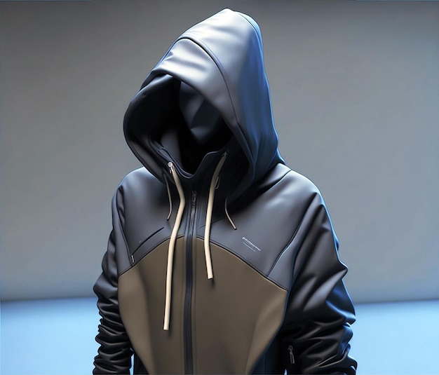 Fashionable mannequin wears modern hooded