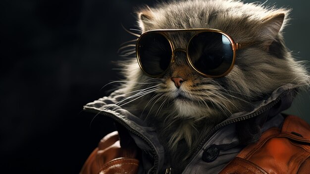 Фото Модная кошка манул в солнцезащитных очках творческая коллекция обоев
