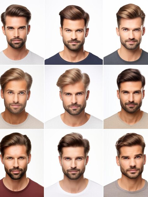 Set of fashionable men's hairstyles for designers isolated on white Stock  Photo | Adobe Stock