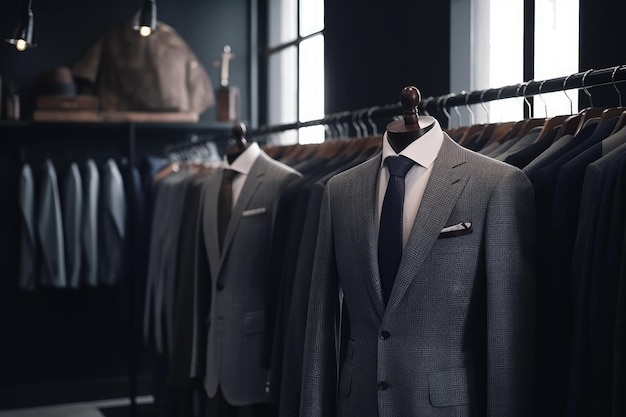 Premium AI Image | Fashionable mens suits clothing collection ai generated